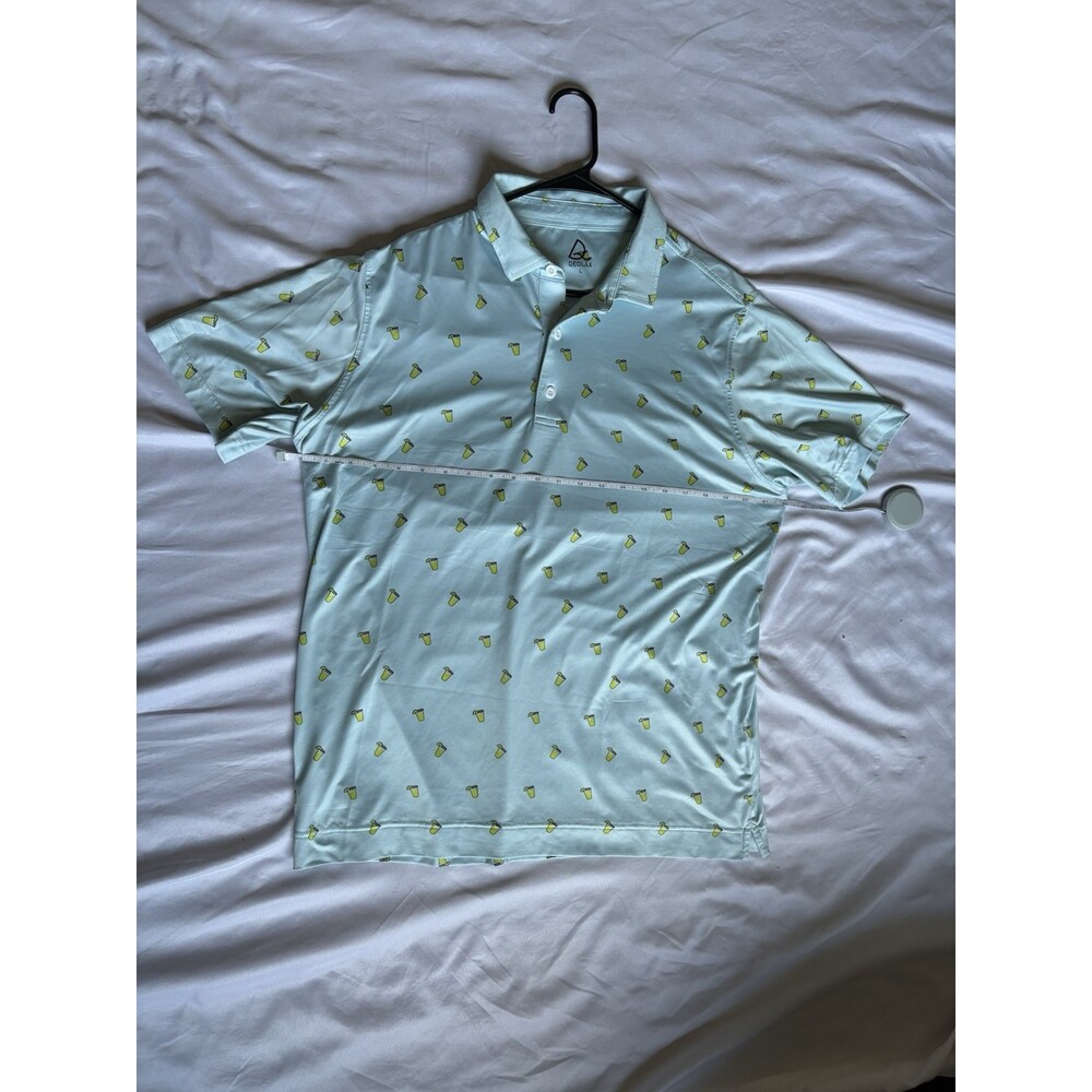 2 Deolax Polo Shirt Mens Large Cocktail Print Blue Golf Performance Stretch - Picture 6 of 16